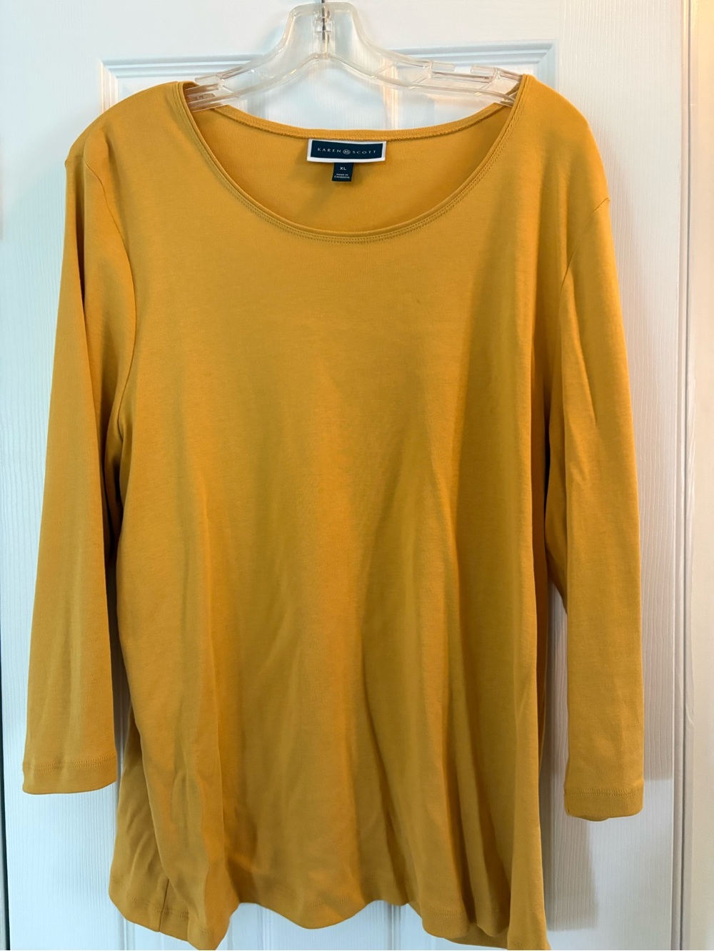 Karen Scott Mustard Yellow Long-Sleeve Scoop Neck Top